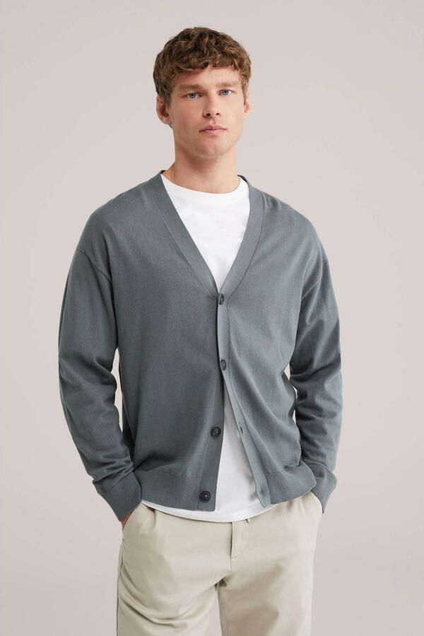 WE Fashion vest fijn gebreid groen