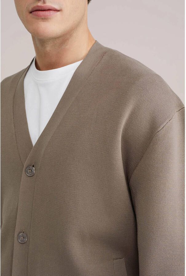 WE Fashion vest fijn gebreid taupe - Foto 2