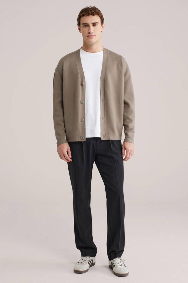 WE Fashion vest fijn gebreid taupe - Foto 3