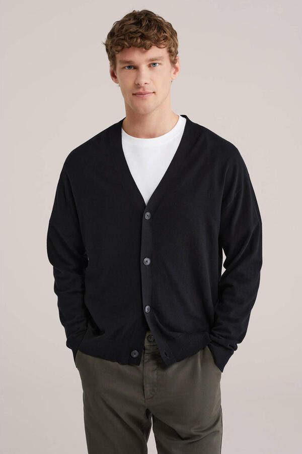 WE Fashion vest fijn gebreid zwart
