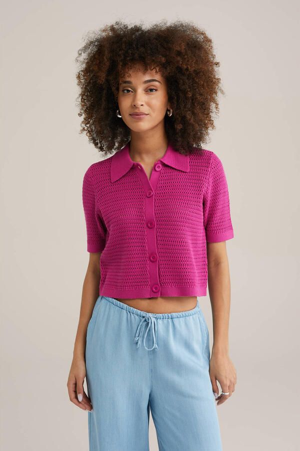WE Fashion vest fuchsia gebreid