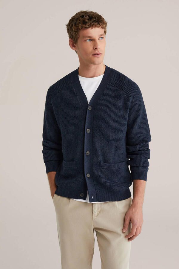 WE Fashion vest gebreid donkerblauw