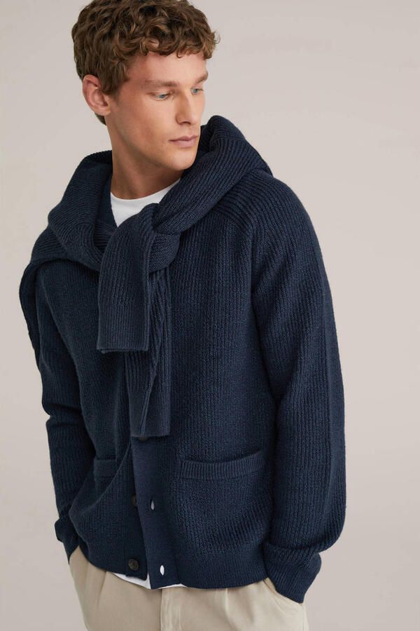 WE Fashion vest gebreid donkerblauw - Foto 3
