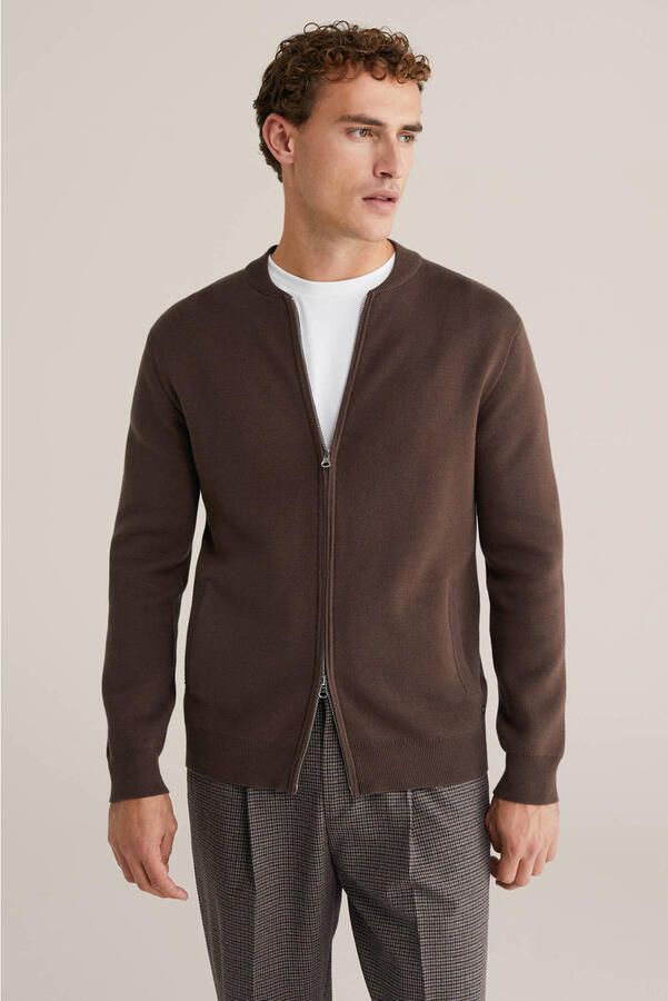 WE Fashion vest gebreid donkerbruin