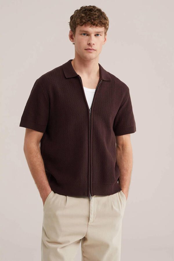 WE Fashion vest gebreid donkerbruin