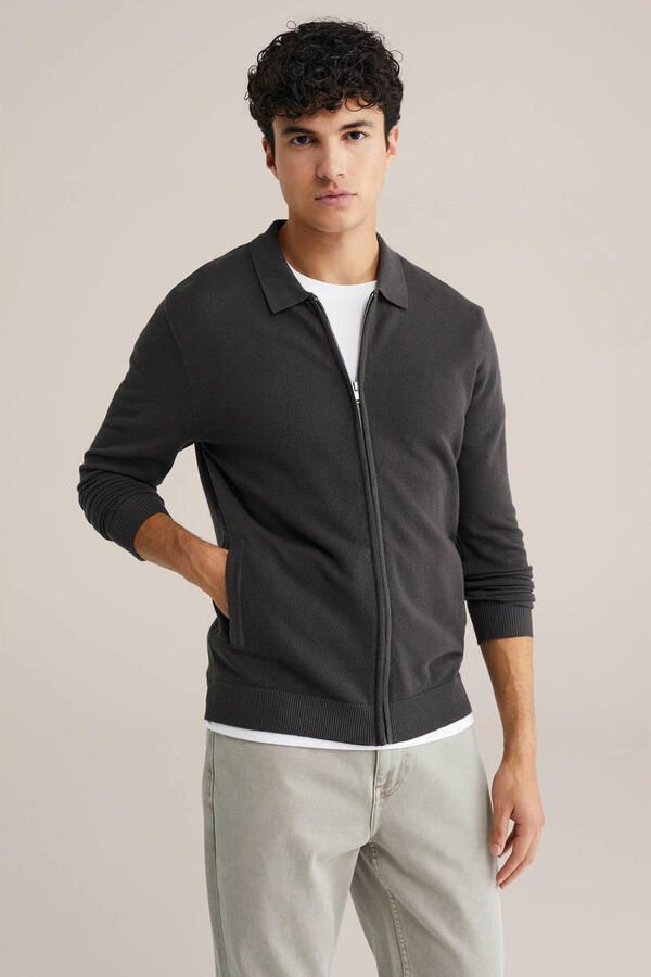 WE Fashion vest gebreid donkergroen