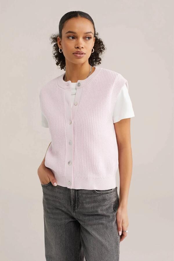 WE Fashion vest lichtroze gebreid