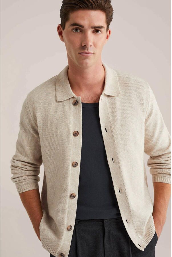 WE Fashion vest met wol fijn gebreid beige - Foto 3