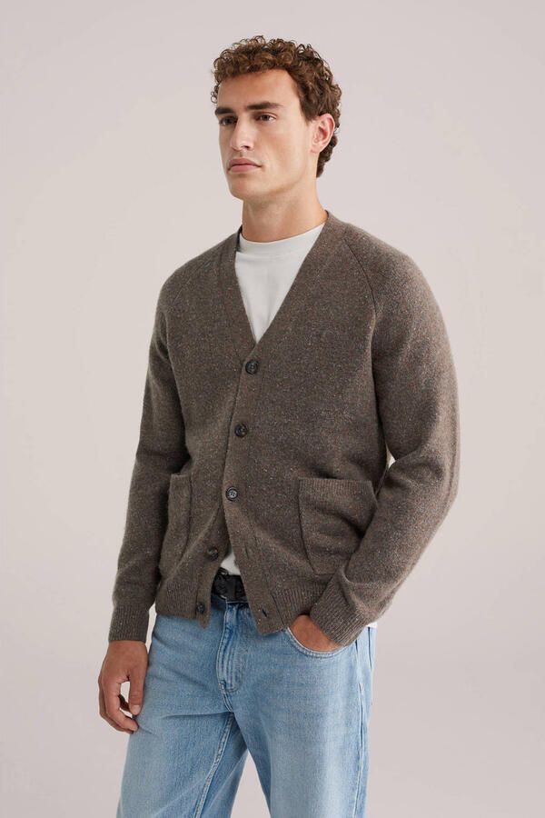 WE Fashion vest met wol gebreid bruin