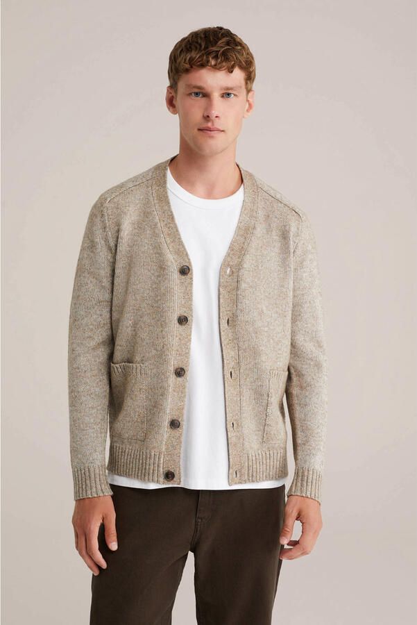 WE Fashion vest met wol gebreid lichtbruin