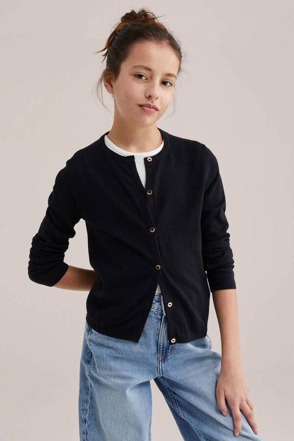 WE Fashion vest zwart fijn gebreid - Foto 2