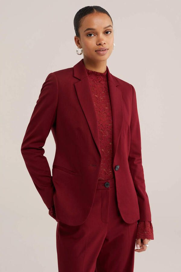 WE Fashion viscose regular fit blazer donkerrood