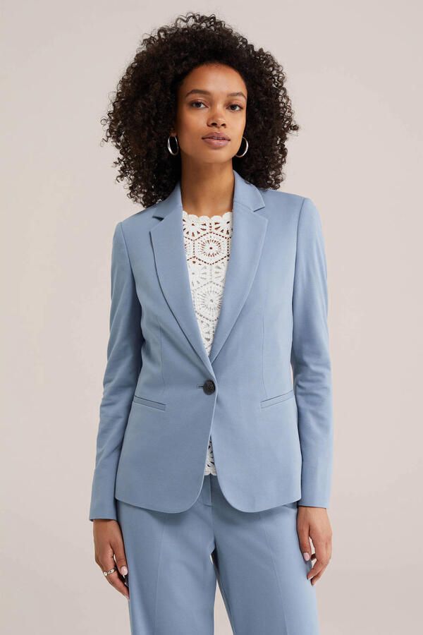WE Fashion viscose regular fit blazer grijsblauw - Foto 2