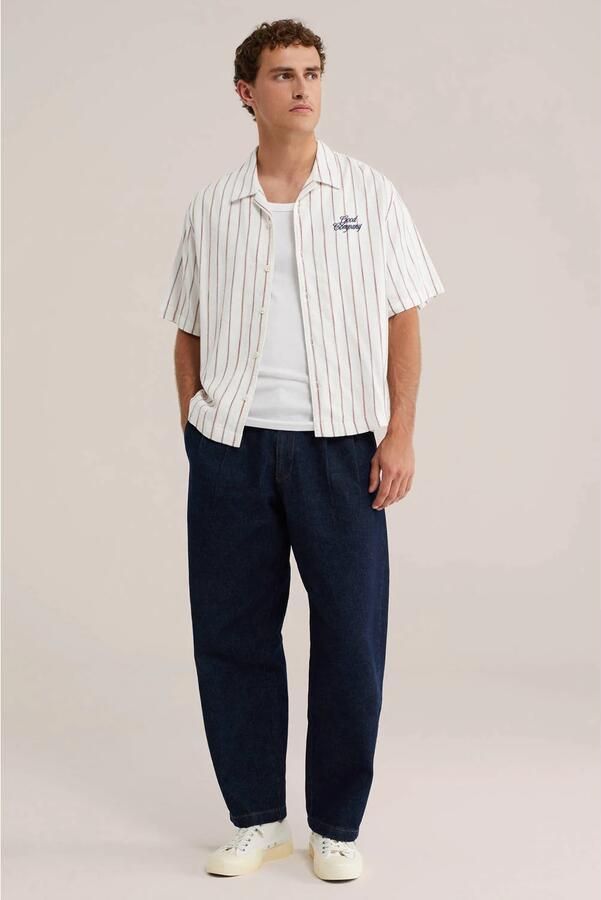 WE Fashion viscose relaxed fit gestreept overhemd met linnen rood - Foto 3