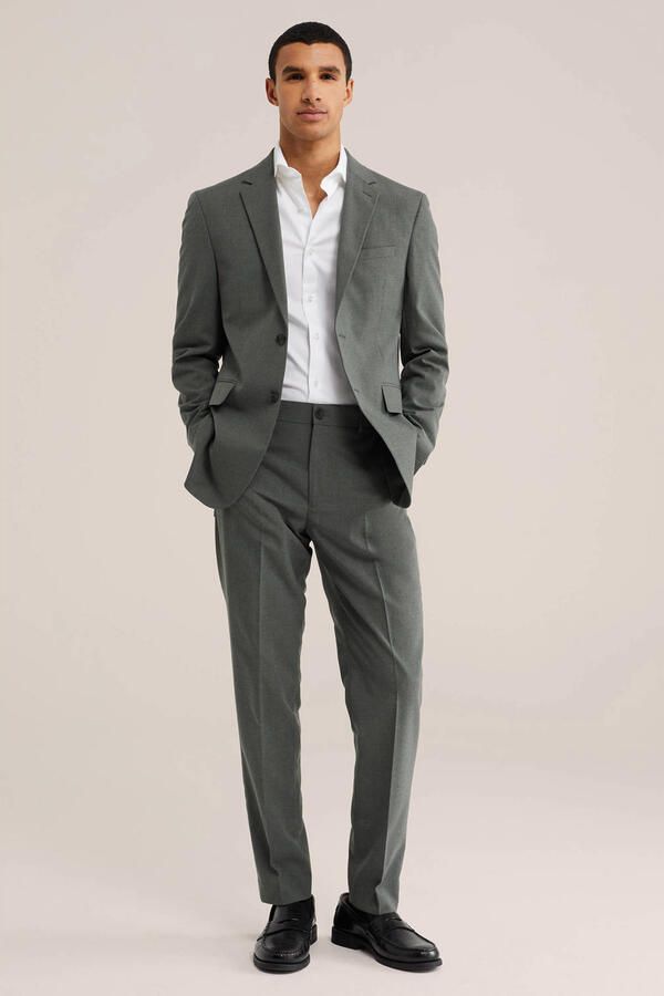 WE Fashion viscose slim fit pantalon donkergroen - Foto 3