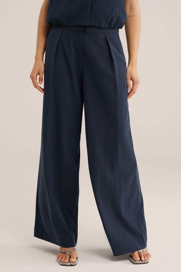 WE Fashion viscose wide leg broek blauw