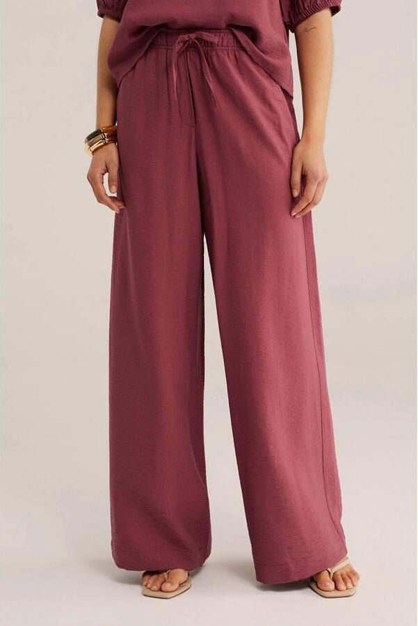 WE Fashion viscose wide leg broek oudroze