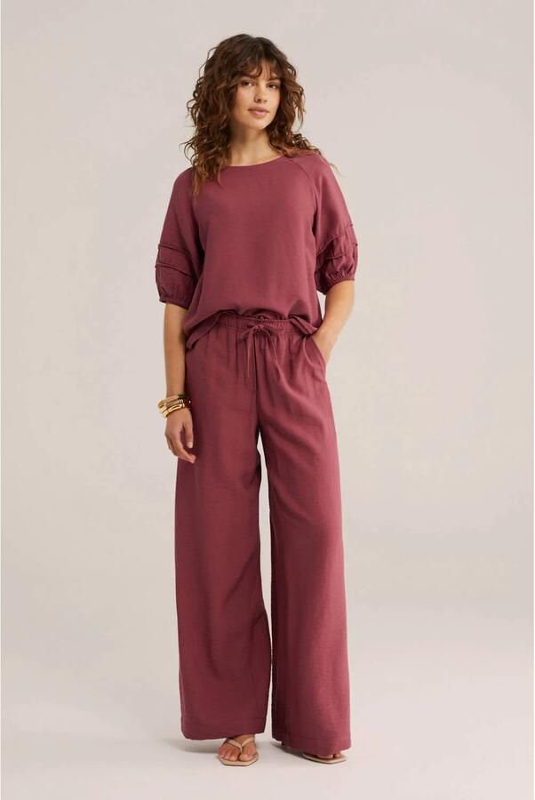WE Fashion viscose wide leg broek oudroze - Foto 3