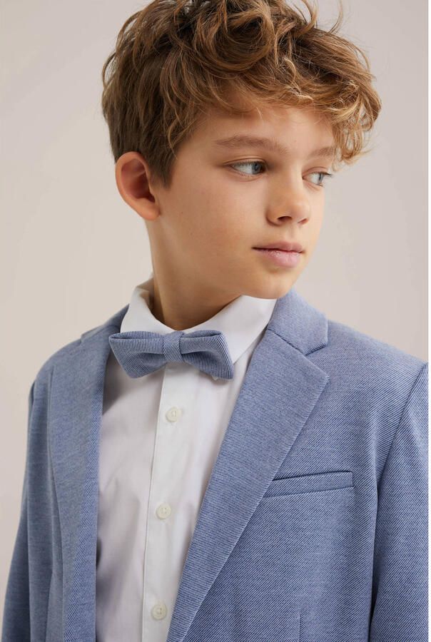 WE Fashion vlinderdas met textuur middenblauw - Foto 2