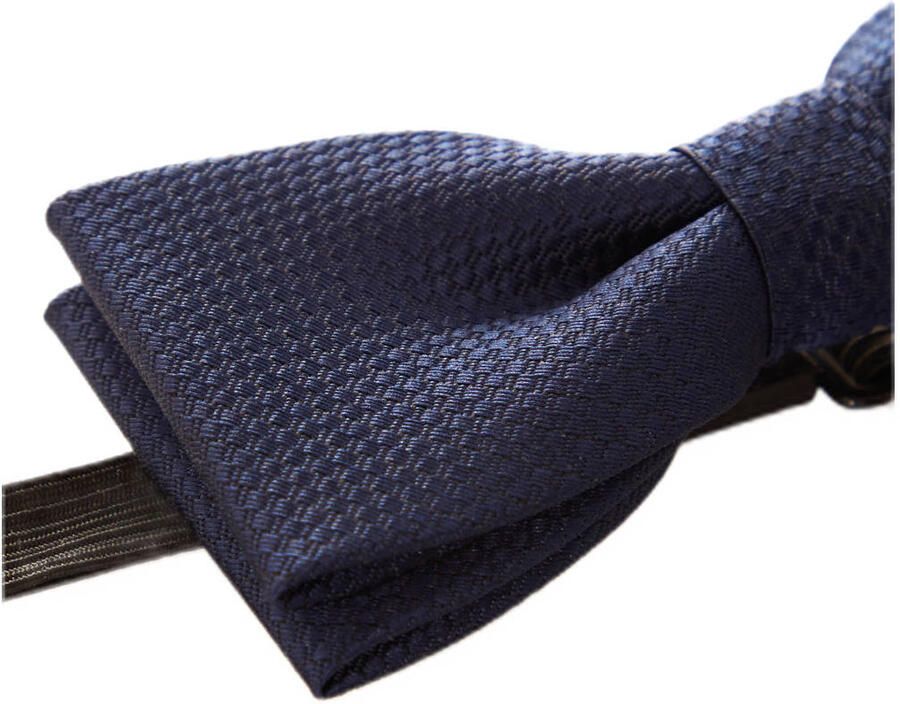 WE Fashion vlinderstrik met textuur donkerblauw Vlinderdas Jongens Polyester