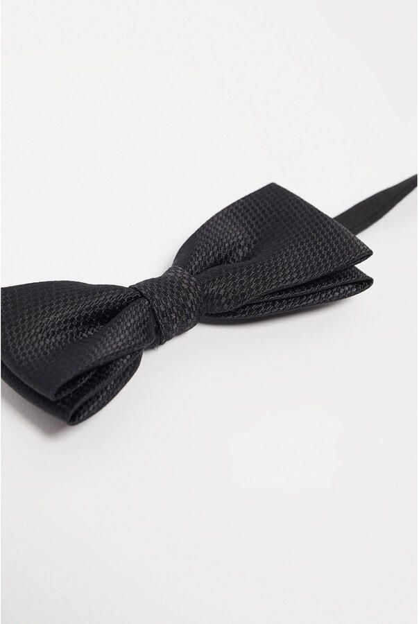 WE Fashion vlinderstrik met textuur zwart Vlinderdas Jongens Polyester