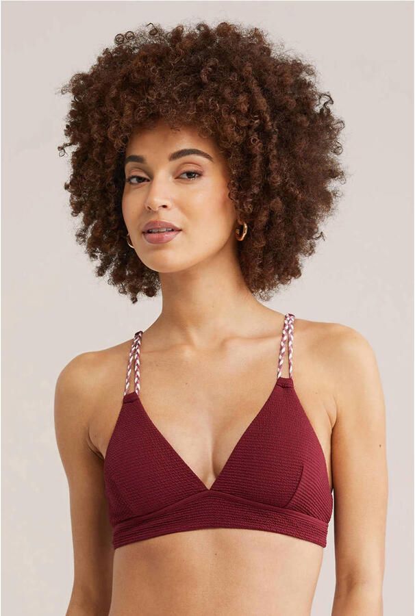 WE Fashion voorgevormde bikinitop met textuur donkerrood