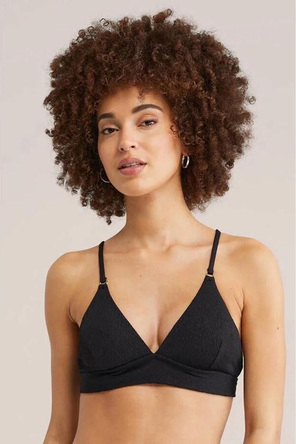 WE Fashion voorgevormde bikinitop met textuur zwart