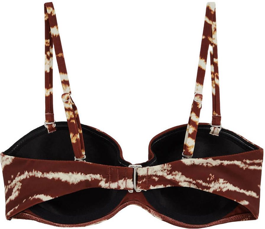 WE Fashion voorgevormde strapless bandeau bikinitop donkerrood ecru - Foto 2