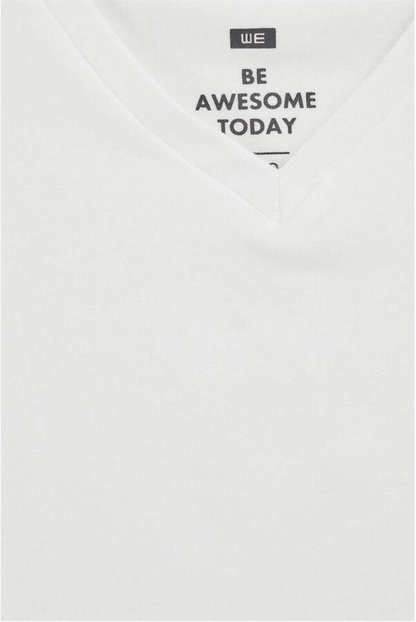 WE Fashion basic T-shirt wit Jongens Stretchkatoen V-hals Effen 110 116 - Foto 4