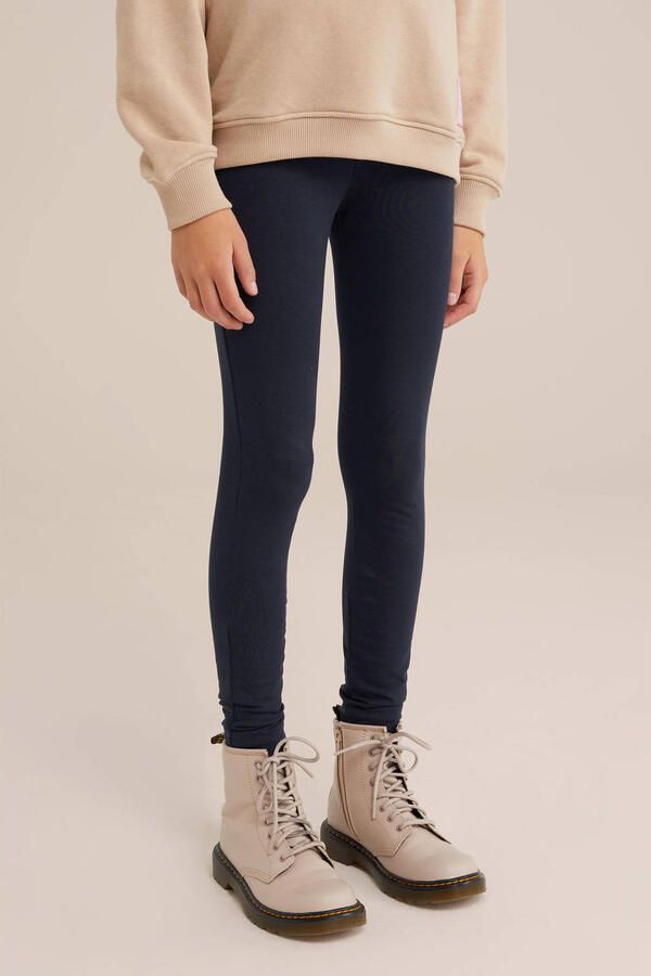 WE Fashion legging donkerblauw Meisjes Katoen Effen 146 152 - Foto 2