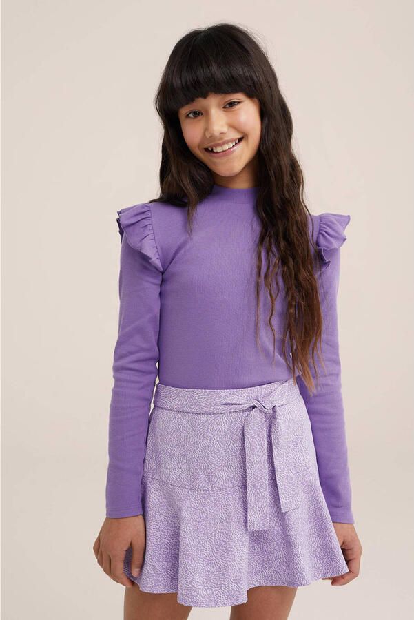 WE Fashion longsleeve purple pillow Paars Meisjes Stretchkatoen Ronde hals 110 116 - Foto 3