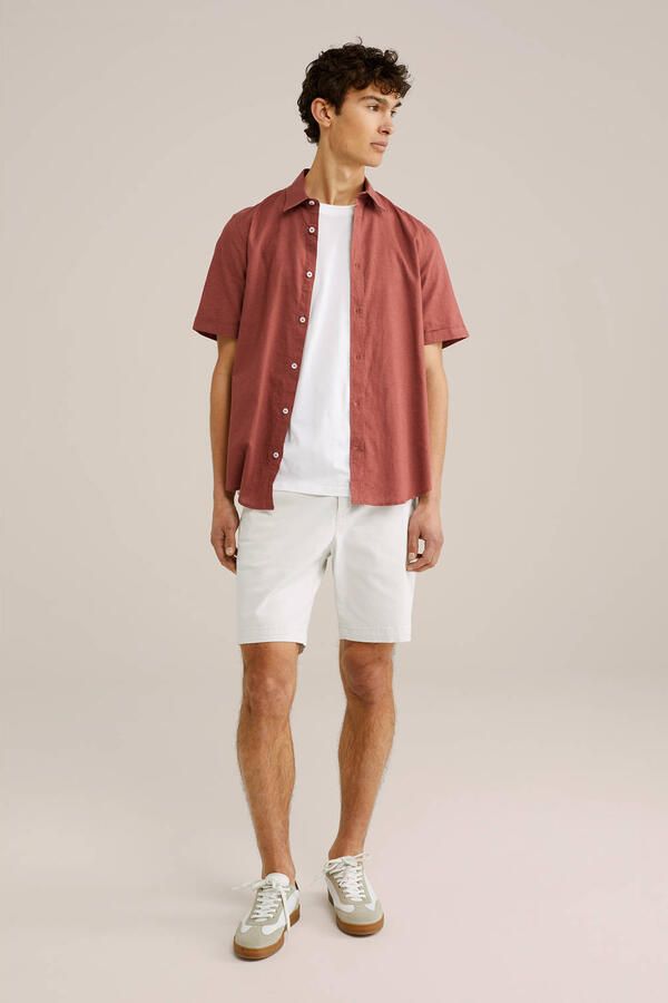 WE Fashion WE Fundamentals regular fit overhemd met linnen sheer sand - Foto 3