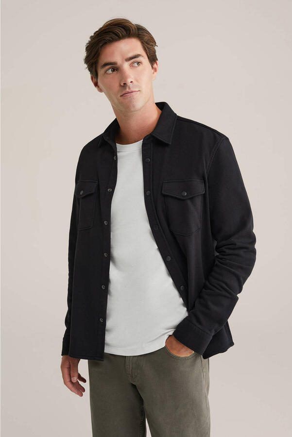 WE Fashion WE Fundamentals regular fit overshirt zwart - Foto 2