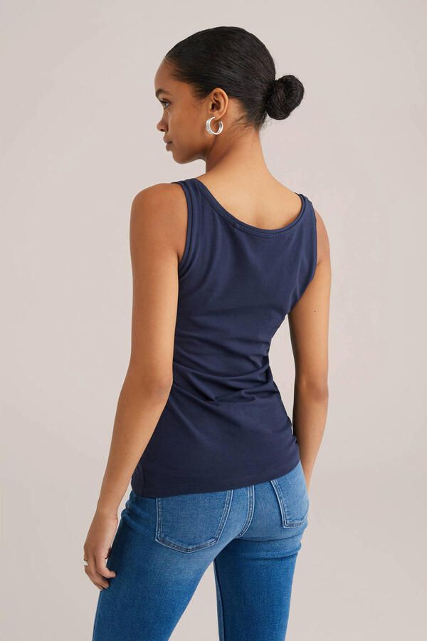 WE Fashion WE Fundamentals singlet met katoen donkerblauw - Foto 3