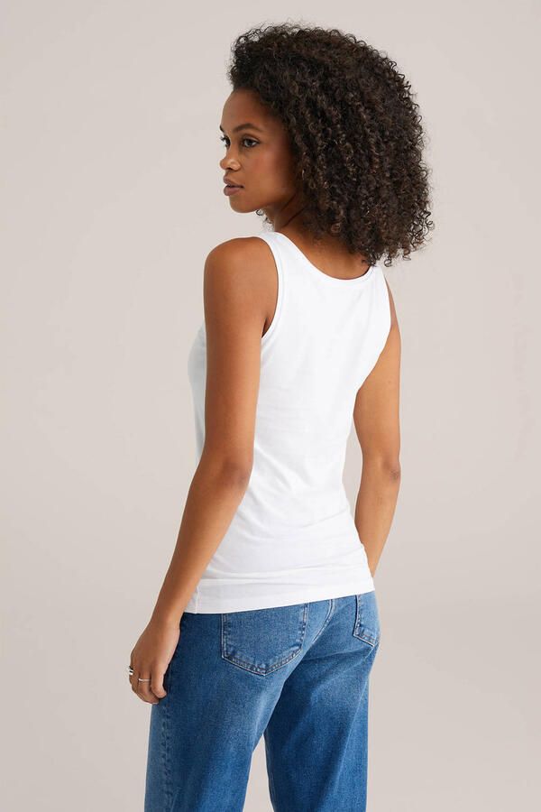 WE Fashion WE Fundamentals singlet met katoen wit - Foto 3