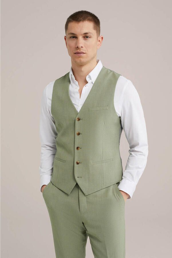 WE Fashion WE Fundamentals slim fit gilet groen