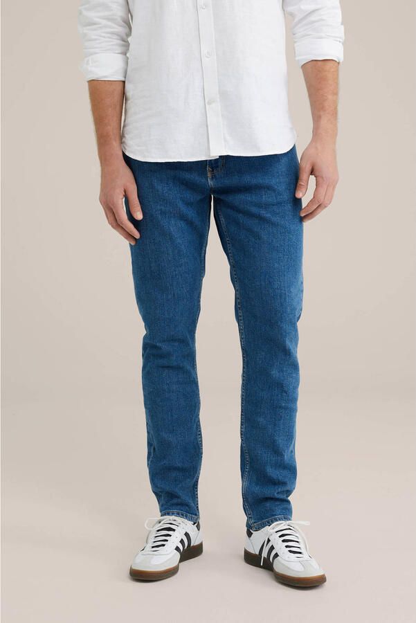 WE Fashion WE Fundamentals slim fit jeans 'rain ready' donkerblauw - Foto 3