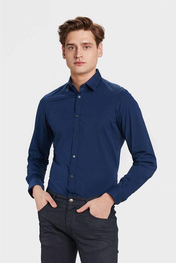 WE Fashion WE Fundamentals slim fit overhemd blauw - Foto 2