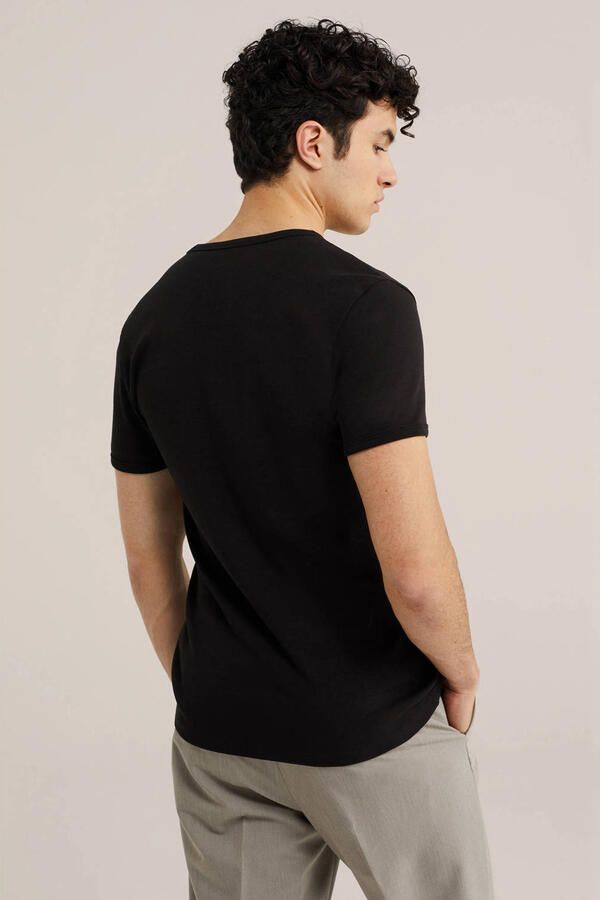 WE Fashion WE Fundamentals slim fit T-shirt black - Foto 3