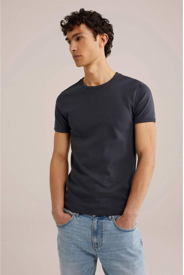 WE Fashion WE Fundamentals slim fit T-shirt donkerblauw