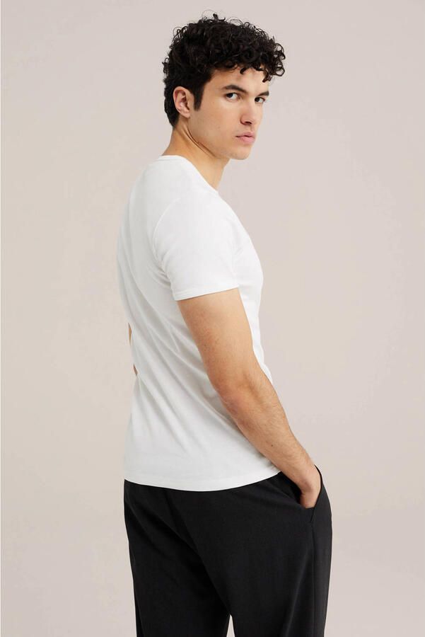 WE Fashion WE Fundamentals slim T-shirt wit - Foto 3