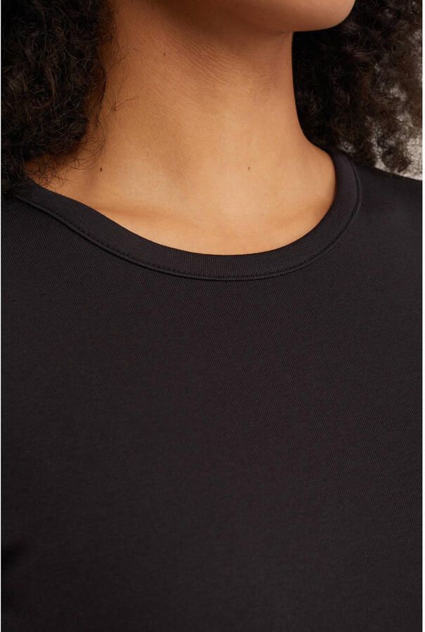 WE Fashion WE Fundamentals T-shirt geribbeld zwart - Foto 2