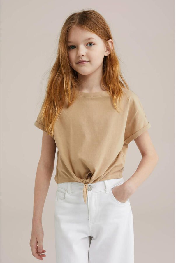 WE Fashion WE Fundamentals T-shirt lichtbruin - Foto 1