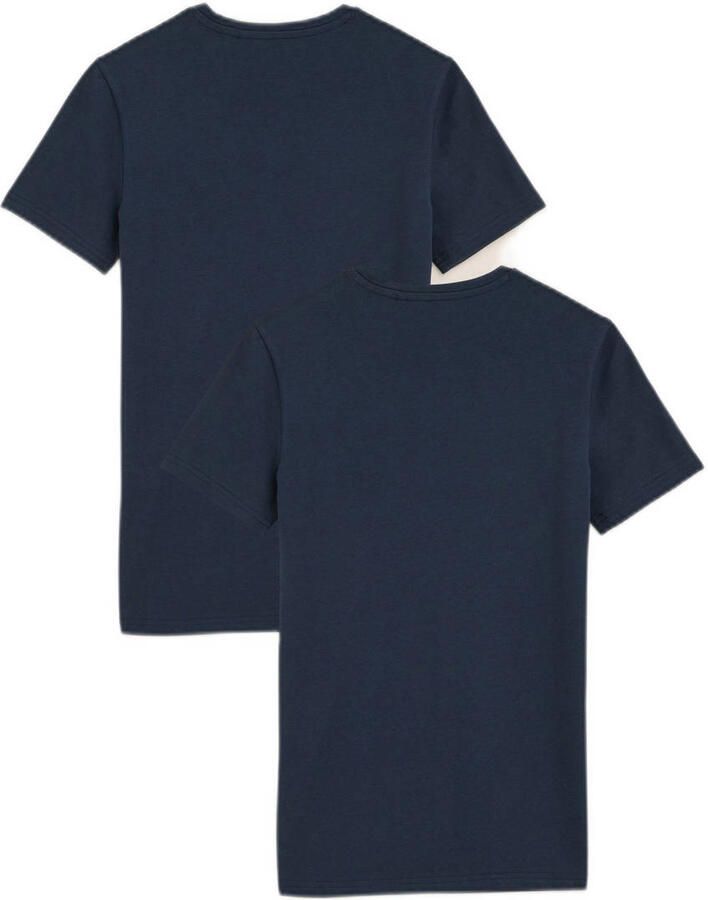 WE Fashion T-shirt set van 2 donkerblauw Jongens Stretchkatoen Ronde hals 110 116