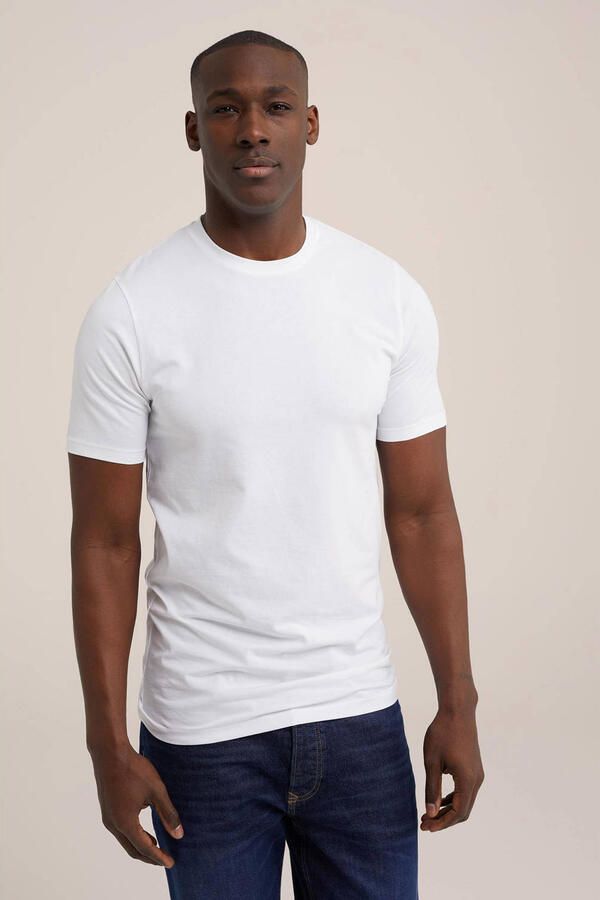 WE Fashion WE Fundamentals T-shirt tall fit (set van 2) wit