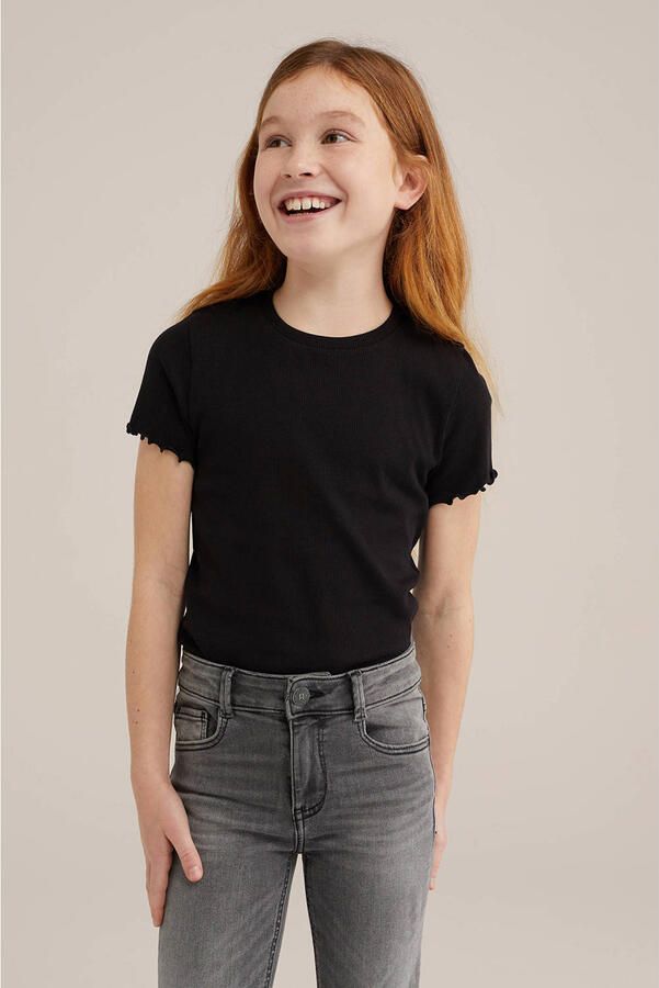 WE Fashion WE Fundamentals T-shirt set van 2 zwart wit