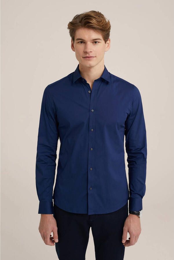 WE Fashion WE Fundamentals slim fit overhemd blauw - Foto 3