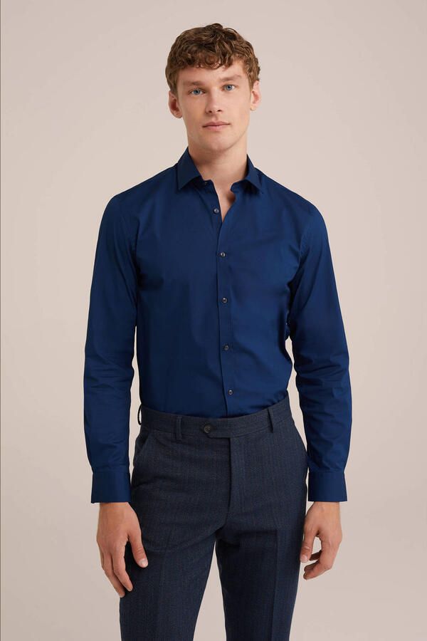 WE Fashion WE Fundamentals Tall fit overhemd donkerblauw