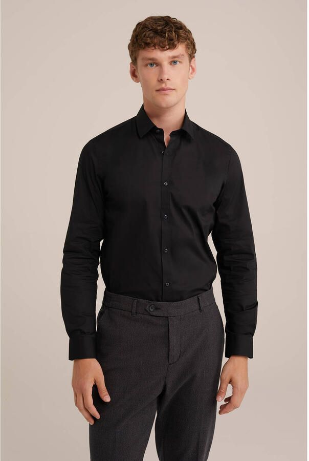 WE Fashion WE Fundamentals Tall fit overhemd zwart