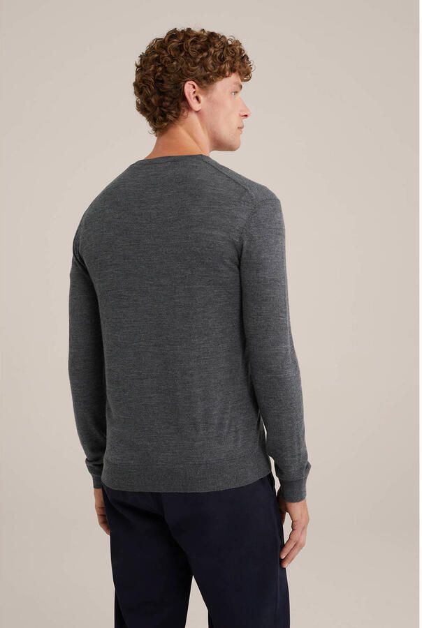 WE Fashion WE Fundamentals wol gebreide trui grijs